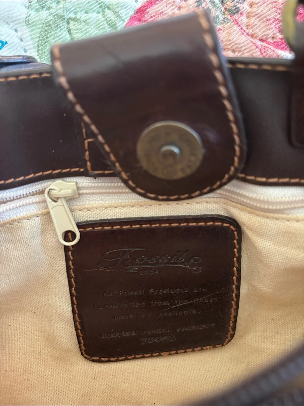 Fossil Brown Woven Tote with Dark Leather Trim